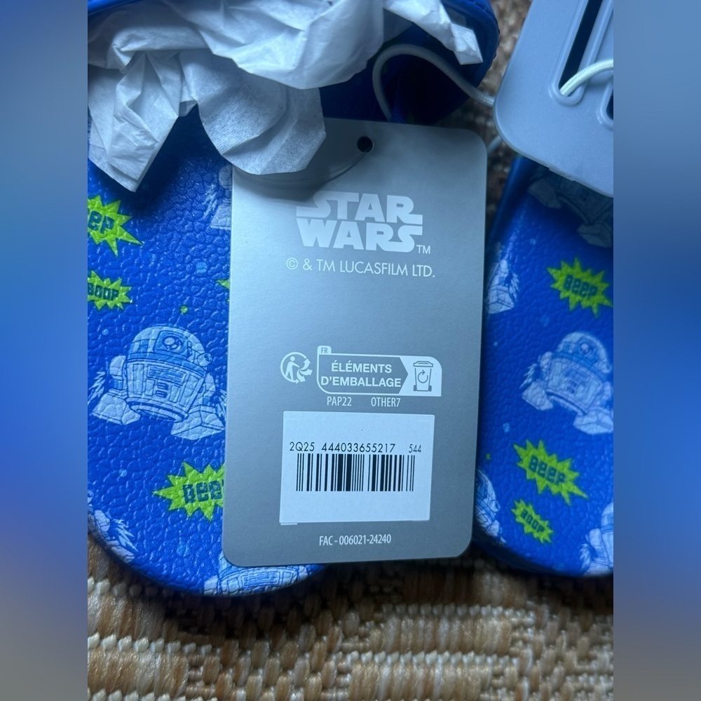 Disney Star Wars R2-D2 Slides/Sandals for Kids,Boys Size US 11-12,NWT - Picture 2 of 9